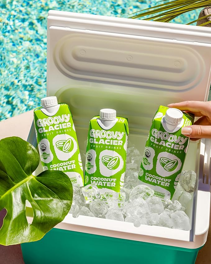 Groovy Glacier Coconut Water - Premium Quality Coconut Water - 16.9 Fl Oz - Pack of 12