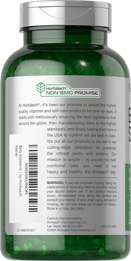 Horbäach Beta Sitosterol 1200mg | 240 Softgel Capsules | Mega Strength | Plant Sterols Complex | Non-GMO Gluten Free Supplement