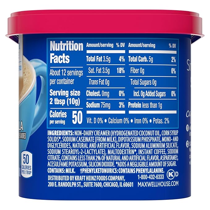 Maxwell House International Sugar-Free French Vanilla Instant Coffee Beverage Mix 4.3 oz. (Pack of 4)
