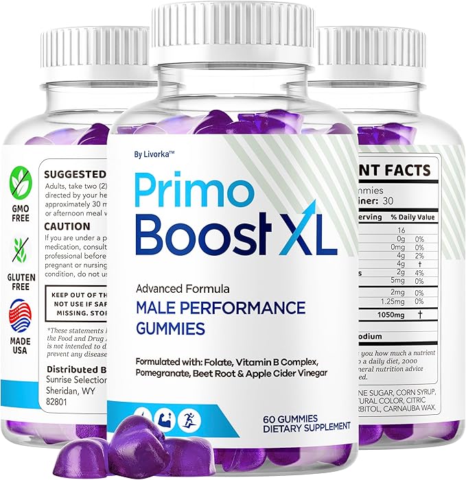 (2 Pack) Primo Boost XL Gummies - Official PrimoBoost XL Advanced Premium Supplement for Men Support - Maximum Strength Natural Primo BoostXL for Overall Health &amp Wellness 120 Gummies for 2 Mont