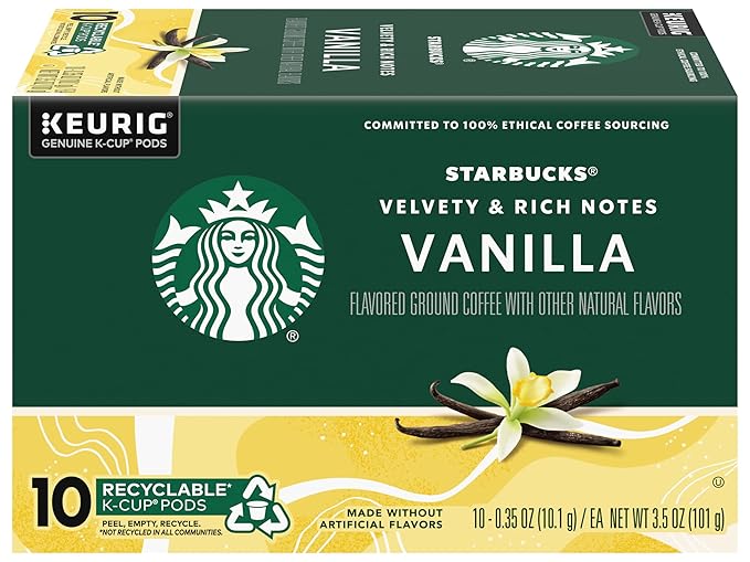 Starbucks Flavored Coffee K-Cup Pods Vanilla Flavored Coffee Made without Artificial Flavors Keurig Genuine K-Cup Pods 10 CT K-Cups/Box (Pack of 3 Boxes)