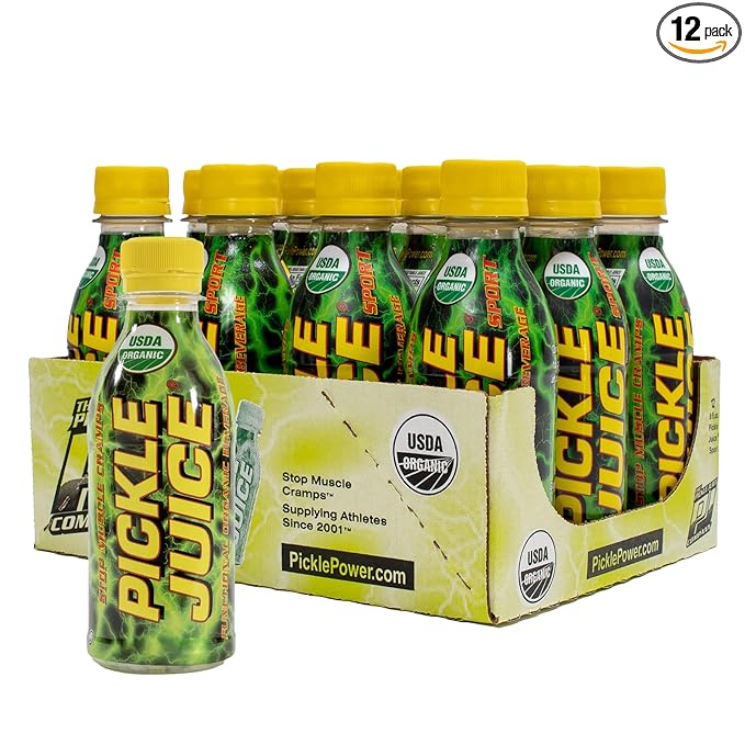 Pickle Juice Sports Drink - Relieves Cramps Immediately - Electrolyte Pickle Juice for Day &amp Night Time Leg Cramp Relief - Organic &amp No Artificial Ingredients - 8.6 oz 12 Pack