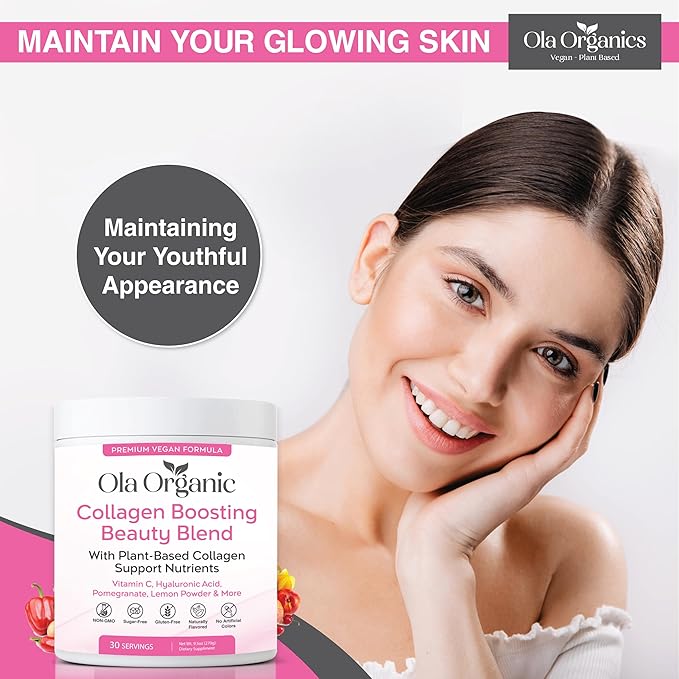 Collagen Booster Powder – Collagen Support with Hyaluronic Acid – Supports Hair Skin Nails &amp Joints – Premium Non-GMO Formula (300g Jar)