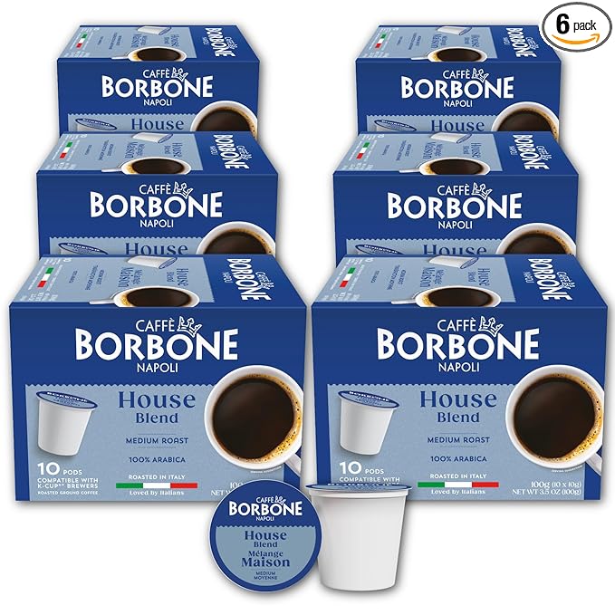 Caffè Borbone House Blend Coffee (60 Count) – Medium Roast 100% Arabica Roasted in Italy with Rich and Smooth Taste – Single Serve Coffee Pods Compatible with K-Cup Brewers