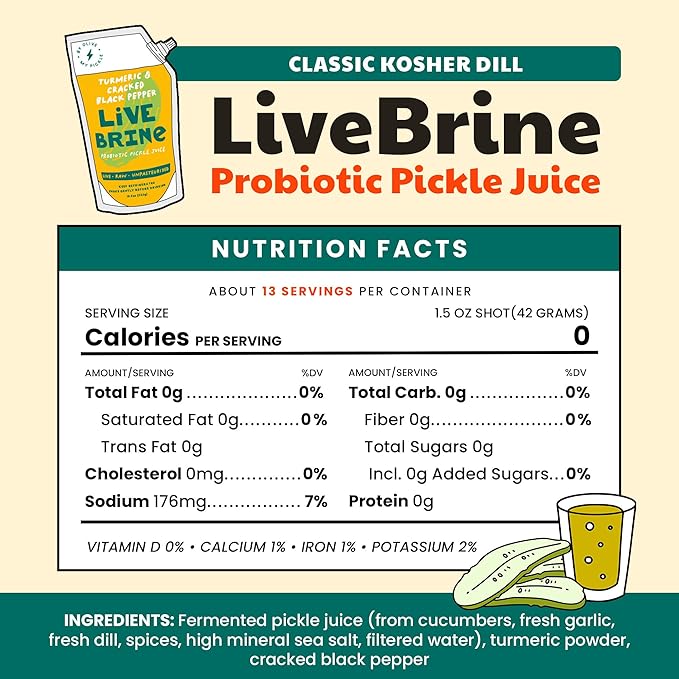 Olive My Pickle Probiotic Pickle Juice - 58.5 Ounces | 3 Pack of LiveBrine Turmeric &amp Cracked Black Pepper Pickle Juice with Natural Probiotics and Digestive Enzymes for Gut Health - 39 Pickle Sho