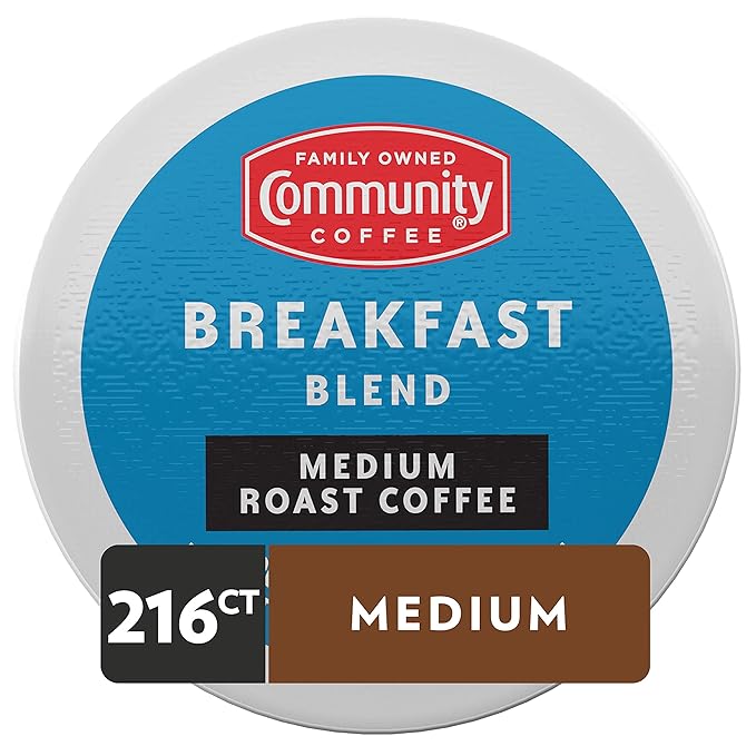 Community Coffee Breakfast Blend Medium Roast Single Serve K-Cup Compatible Coffee Pods Box of 18 Pods (Pack of 12)