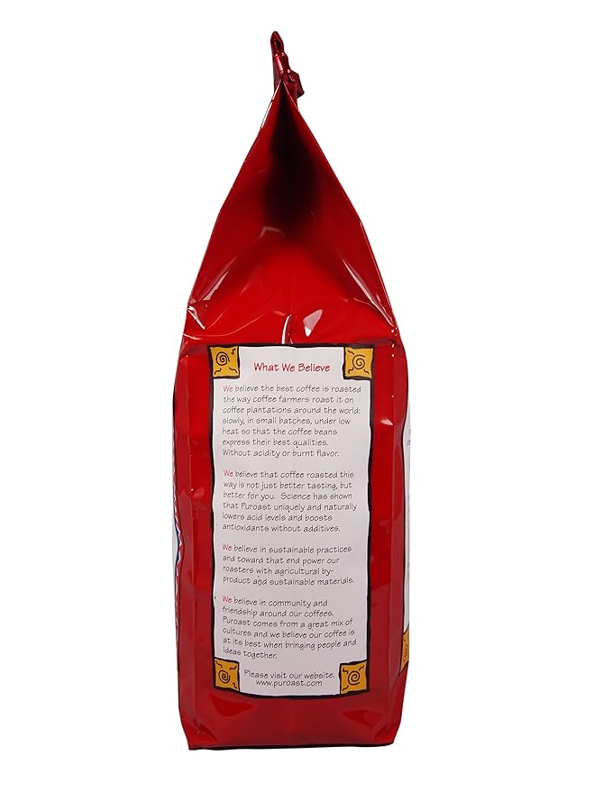 Puroast Low Acid Coffee Half Caff | Half Caff House Blend Ground | Medium Roast | High Antioxidants &amp High pH |No Bitter Aftertaste | Reduced Heartburn &amp GERD | Suitable for Cold Brew - 2.2 LB