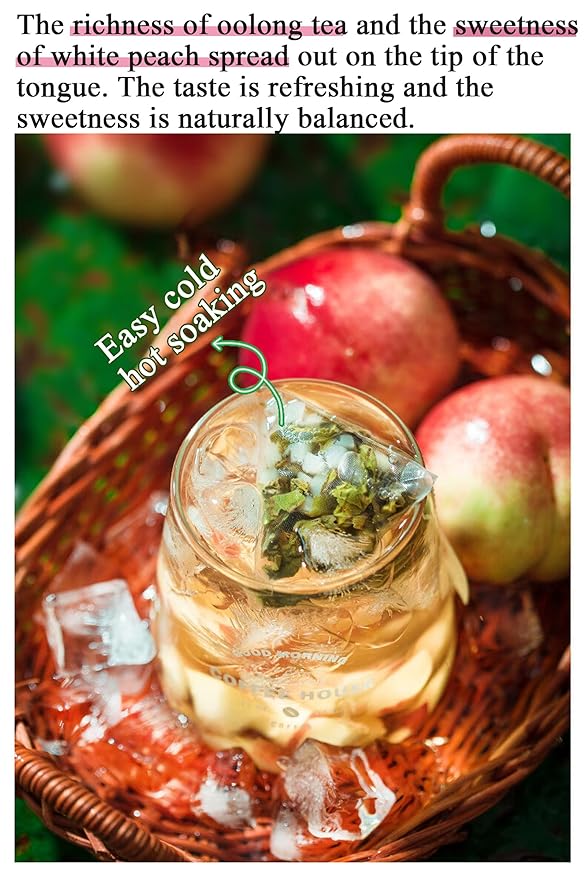 Shengmingxi White Peach Oolong Tea Bags 7.05oz/200g 50Packs High Mountain Oolong Tea Chinese Tea Bags Sweet Flavor Hot &amp Iced Tea 白桃乌龙茶 乌龙茶 蜜桃乌龙茶