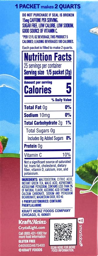 Crystal Light Raspberry Green Tea Drink Mix 10-Quart Canister (Pack of 24)