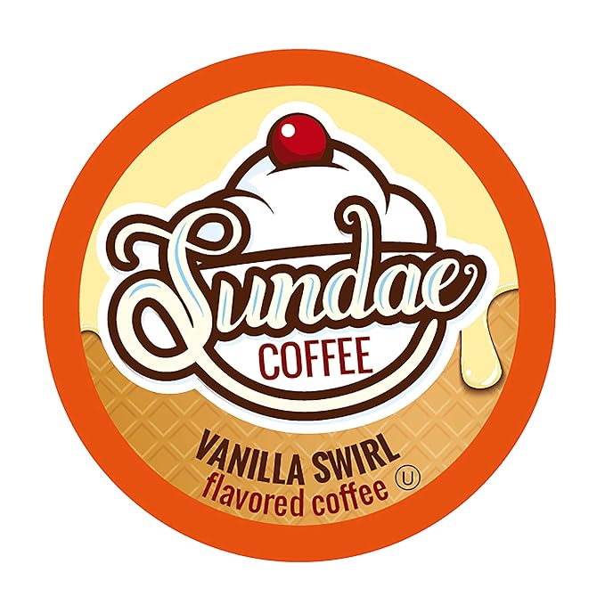 Sundae Ice Cream Flavored Coffee Pods Compatible with 2.0 Keurig K-Cup Brewer (Vanilla Swirl) 48 Count