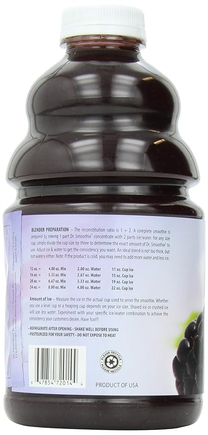 Dr. Smoothie 100% Crushed Fruit Smoothie NorthWest Berry 46 Ounce Bottle