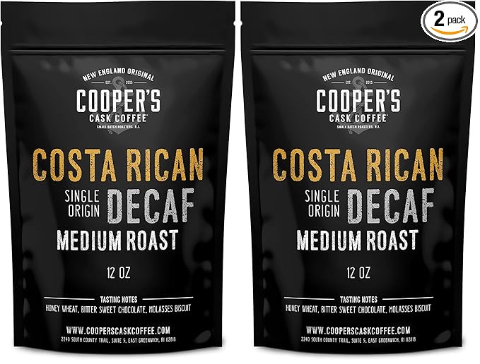 Decaf Costa Rican Coffee Medium Roast Swiss Water Processed Decaffeinated - 12oz Bag (Pack of 2)