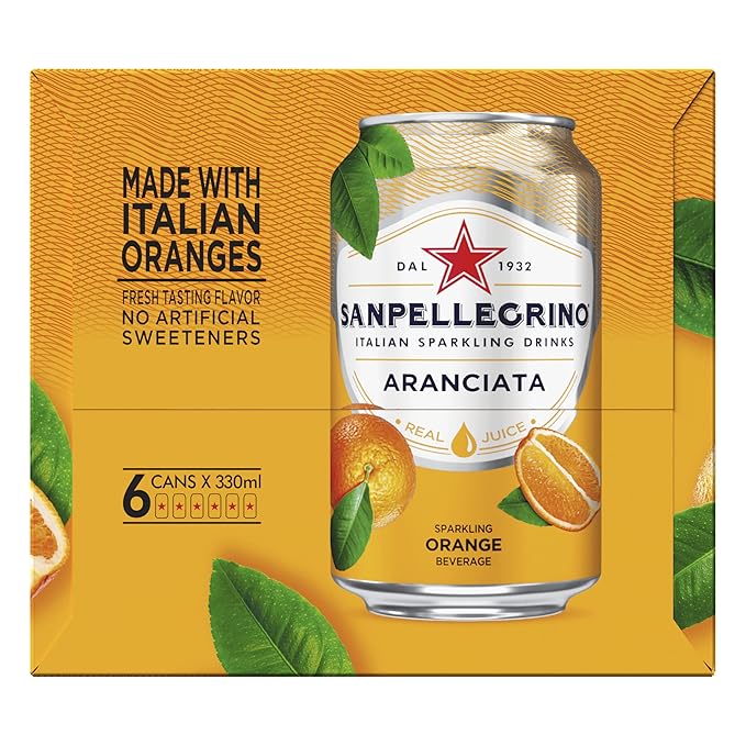 Sanpellegrino Orange Italian Sparkling Drinks 11.15 Fl Oz Cans 6 Pack