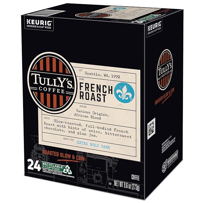 Tully's Coffee French Roast Keurig Single-Serve K-Cup Pods Dark Roast 96 Count