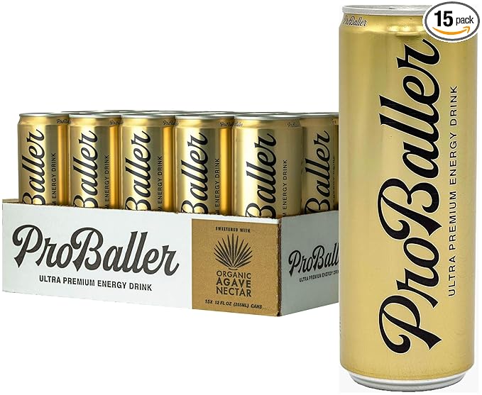 ProBaller Clean Energy Drink - Athlete-Grade Energy for Focus &amp Performance Naturally Sweetened with Agave NSF Certified for Sport Natural Caffeine Biotin Electrolytes Amino Acids &amp B Vi