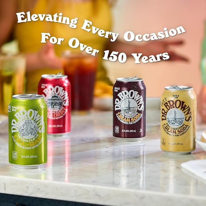Dr. Brown's Cel-Ray Soda - A New York Original Celery Soda - 24 Cans of Refreshing Kosher Gourmet Soda Pop - Craft Celery Soda - 24 x 12 oz Cans