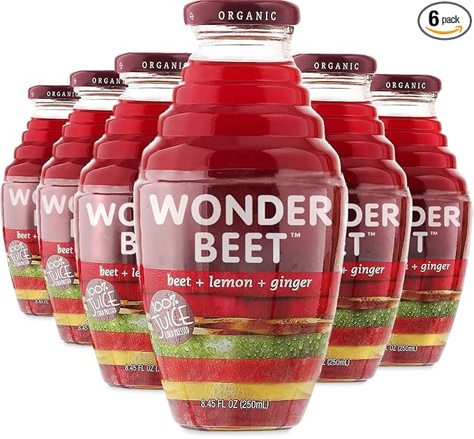 Beetology Organic Beet Lemon and Ginger Juice 8.45oz (6 Pack) | 100% Cold Pressed | Heart Healthy | Nutrient Packed Vegetable Juice | Vibrant Flavor