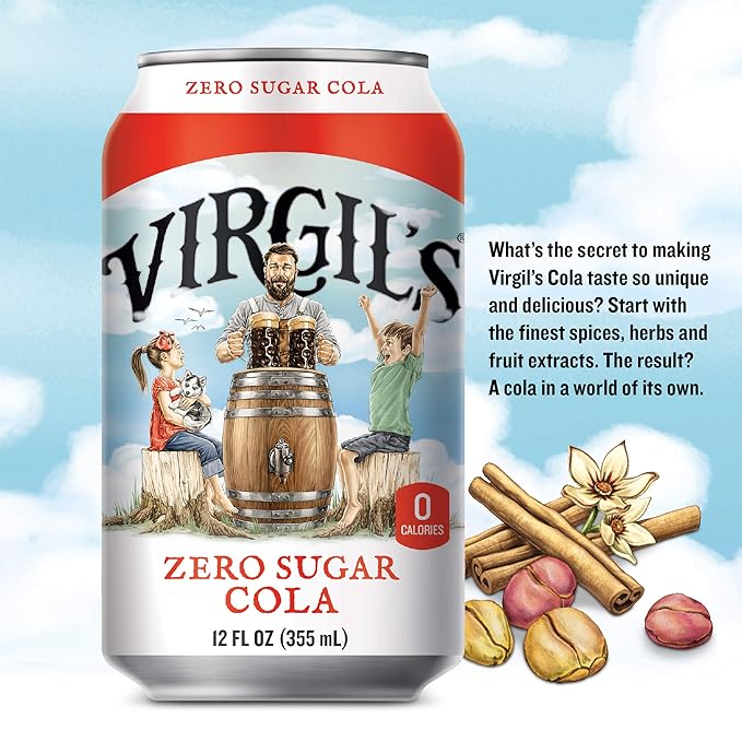 Virgilâ€™s Zero Sugar Cola Great Tasting Zero Calorie Keto Friendly Soda (6-12oz cans)