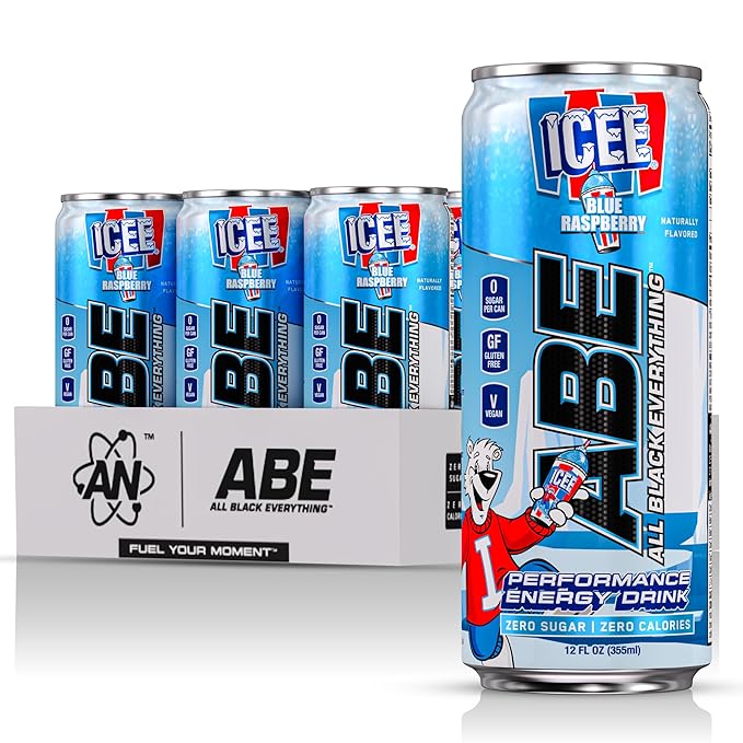 All Black Everything Performance Energy Drink | Zero Calories Sugar Free | 200mg Caffeine | Beta Alanine &amp Citrulline | Pre-Workout Sport Drink for Men &amp Women | ICEE Blue Raspberry | 12 Pack