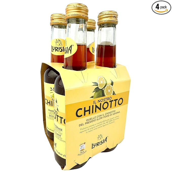 Lurisia Chinotto Italian Soda 4 x 9.3 Fl Oz (275ml) - Cola - Carbonated Sparkling Juice from Chinotto - Citrus Soft Drink - Non-Alcoholic Bitter Aperitif - Myrtle Leaf Orange Tree - Chinotto di Liguri