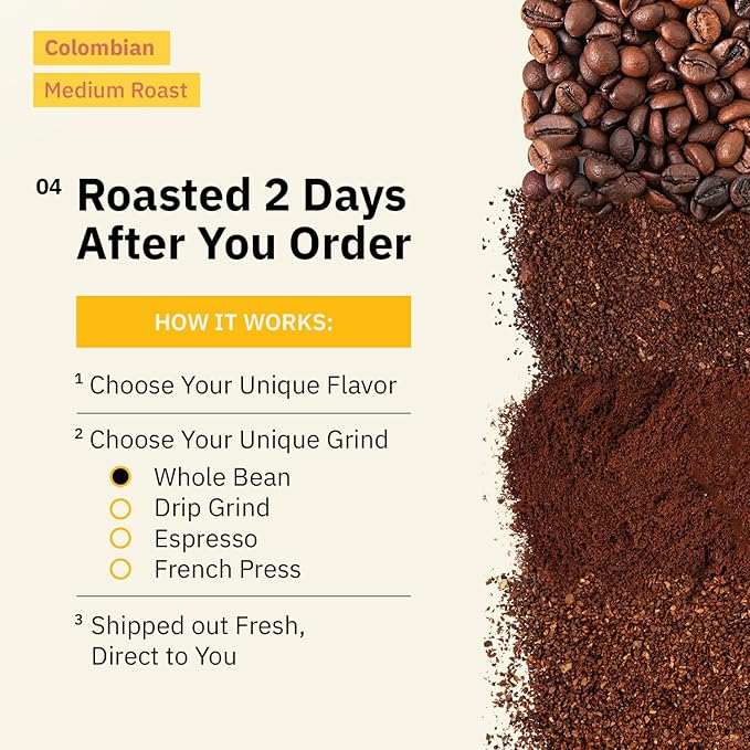 Colombian Medellín Coffee Beans - Single Origin Medium Roast Coffee Beans Freshly Roasted To Order Organic Coarse French Press Grind Coffee Specialty Grade Fair Trade and Non-GMO - 5LB
