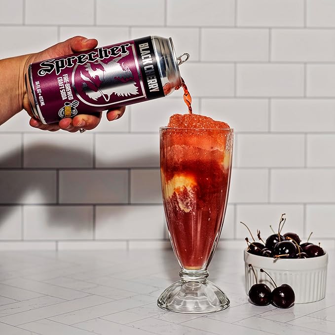 Sprecher Orange Dream Craft Soda &amp Black Cherry – Fire-Brewed with Real Honey Handcrafted Gourmet Beverages Caffeine-Free – 16 fl oz Cans (24 Pack Total)