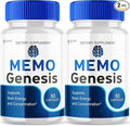 (2 Pack) Memo Genesis Capsules Official Memogenesis Brain Health Support Pills with All Natural Ingredients Advanced Brain Energy Supplement with Max Strength Vitamins for Women &amp Men (120 Capsu