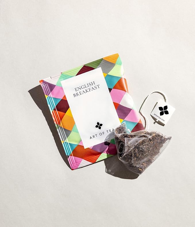 Art of Tea | Organic English Breakfast Tea | 50 Pyramid Tea Bag Sachet Bulk Box