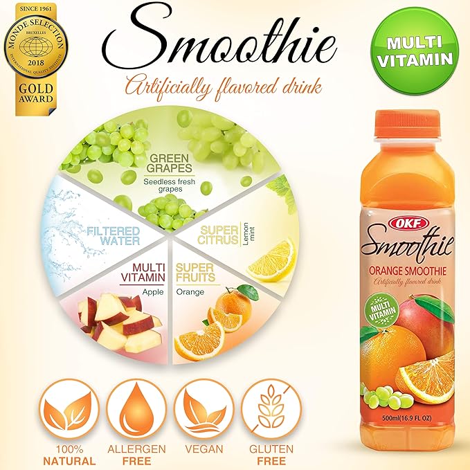 OKF Smoothie Multi Vitamin Premium New Drink 16.9 Fluid Ounce (Orange Smoothie 12 Pack)