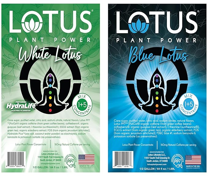 Lotus Energy Drink Concentrate 64 fl oz (White &amp Blue) Pack of 2