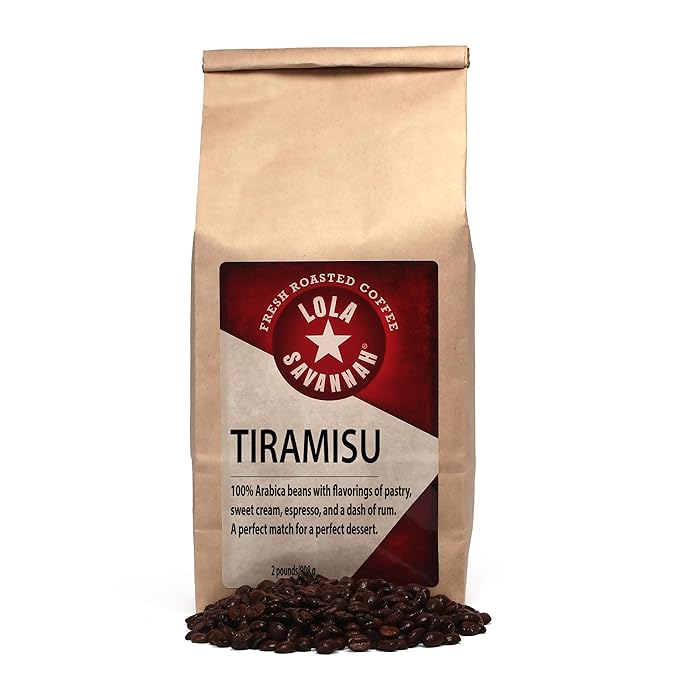 Lola Savannah Tiramisu Whole Bean Coffee - Creamy Tiramisu Creates an Italian Celebration in Every Cup | Caffeinated | 2lb Bag