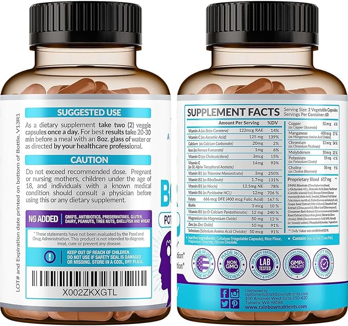 40-in-1 Brain Booster Supplements for Memory Focus Clarity Energy Performance | Natural Nootropic Brain Support Supplement with DMAE Bacopa Monnieri &amp More | For Men &amp Women | 120 V Capsu