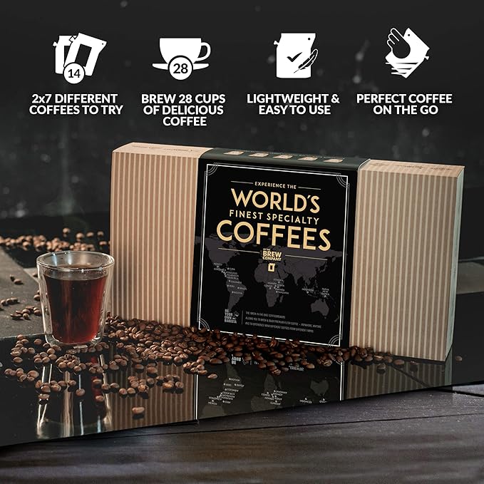 Original Gourmet Coffee Gift Set for Men &amp Women - 14 World's Finest Single Origin Specialty &amp Organic Coffees in Innovative Brewers | Sampler Box for Coffee Lover to Brew &amp Enjoy Anytime
