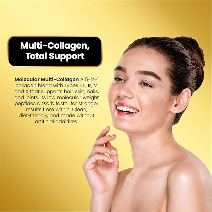 Cocó March N.M.D. Molecular Multi-Collagen - Types I II III V &amp X – Hair Skin Nails &amp Joint Support for Women &amp Men – Low Molecular Weight Collagen Gluten Free Dairy Free Soy Free
