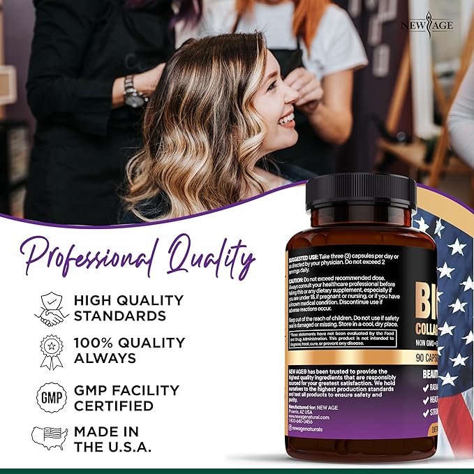 NEW AGE Biotin Collagen Keratin Hyaluronic Acid - 50000mcg Hair Growth Vitamins for Men and Women Nails Hair Skin Vitamins and DHT Blocker with Vitamin E Folic Acid Pumpkin Seed MSM - 90 Count