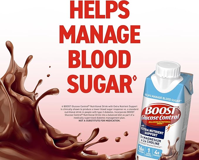 BOOST Glucose Control Ready to Drink Nutritional Drinks with Extra Nutrient Support DrinkRich Chocolate8 Fl Oz(Pack of 48)