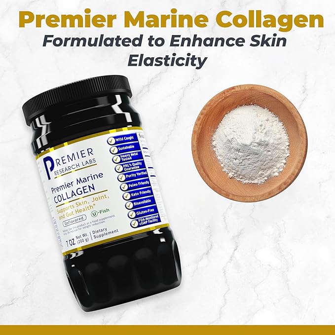 Premier Research Labs Marine Collagen - Marine Collagen Peptides Hydrolyzed Marine Collagen Powder Fish Collagen for Women and Men 5g Collagen Per Serving for Skin Joint and Gut Health - 7 Oz