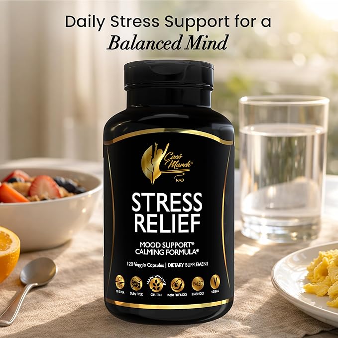 Cocó March N.M.D Stress Relief Support Supplement – Magnesium &amp B Vitamins Blend with Ashwagandha Supports Stress Response Sleep Cycle Cognitive &amp Nerve Health – Gluten Free Vegan – 120 Ca