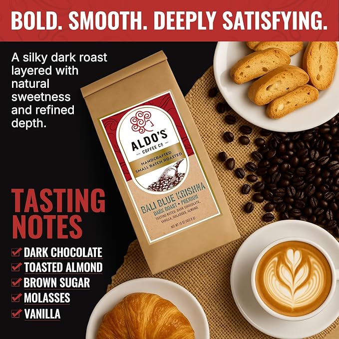 Aldo’s Organic Bali Blue Coffee Beans – Handcrafted Single-Origin Indonesian Coffee Small-Batch Artisan Roasted Bold Smooth Low-Acidity Coffee (1 lb) (Coarse Ground)
