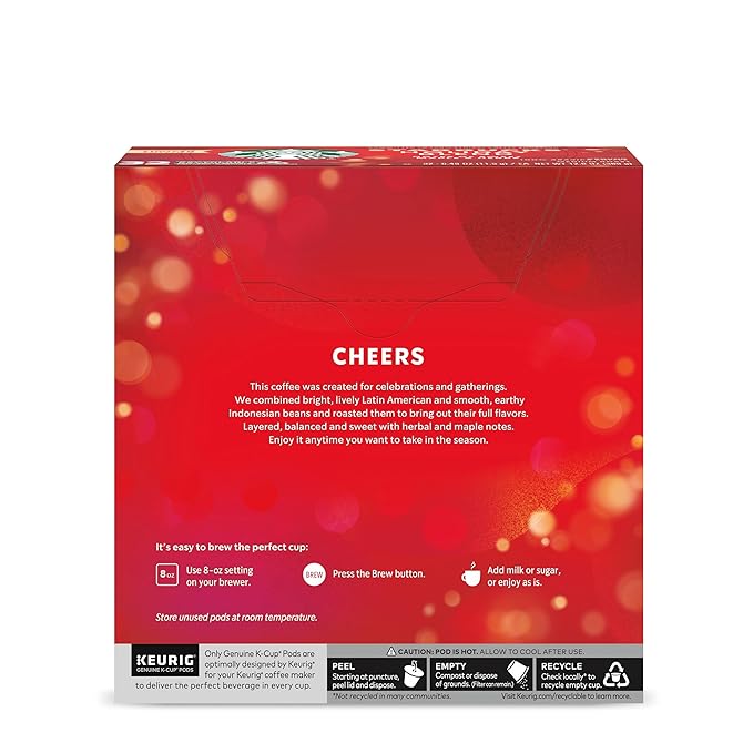 Starbucks K-Cup Coffee Pods Medium Roast Coffee for Keurig Brewers Holiday Blend 100% Arabica Limited Holiday Edition 1 Box (32 Pods)