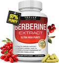 Toplux Berberine Supplement 1800mg - Berberine HCL 97% Tested Ultra High Purity Premium Berberine Extract to Support Overall Health High Potency Berberine Plus Non-GMO Vegan Men Women 90 Capsules