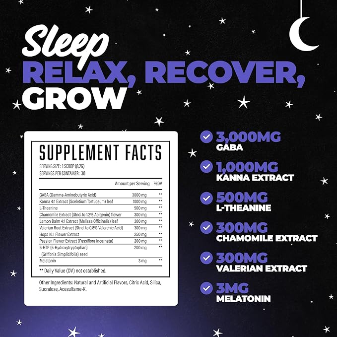 Hibernate Sleep Supplement Complete &amp Optimally Dosed Sleep Recovery Formula Relax &amp Unwind Includes GABA Valerian Root Melatonin 5-HTP &amp More (30 Servings) (BlackBerry Lemonade)