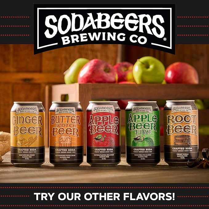 Apple Beer | SodaBeers Brewing Co | Alcohol-Free Gluten-Free Crafted Soda Made With Natural Apple Flavors and Real Sugar Refreshing Fruit Beverages (12 Cans)
