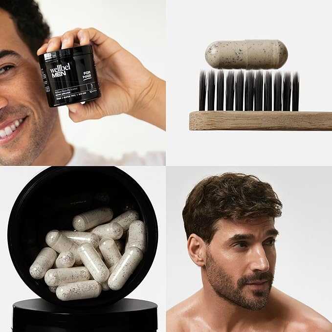 WELLBEL Men Clean Supplement for Hair Skin and Nails Vegan Gluten Free and Non GMO 90 Count