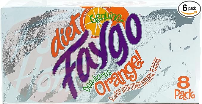 Faygo diet Orange! flavor soda pop 12-fluid ounce cans 8-pack fridge box (6)
