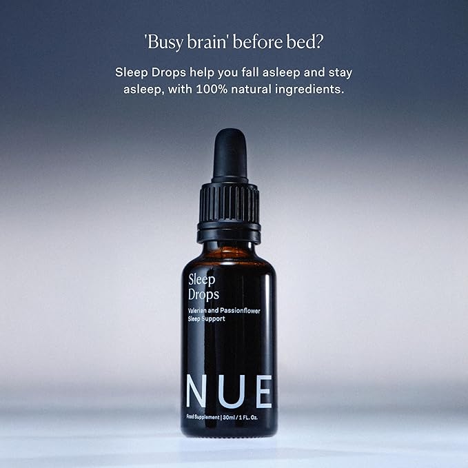 The Nue Co. Sleep Drops - Natural Sleep Support Tincture for Falling &amp Staying Asleep - Vegan &amp Cruelty-Free Sleep Supplement with Valerian Root Chamomile &amp Passionflower | 30ml