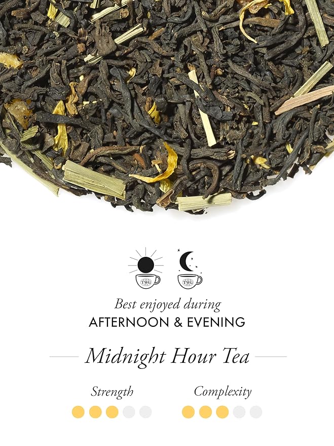 TWG Tea | Midnight Hour Tea | Black Tea | Fragrant Tropical Fruits | 15 Hand Sewn Cotton Teabags | Gift Set