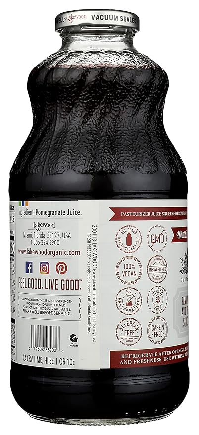 Lakewood Pure Pomegranate Juice - Pomegranate - Case of 12 - 32 Fl oz.