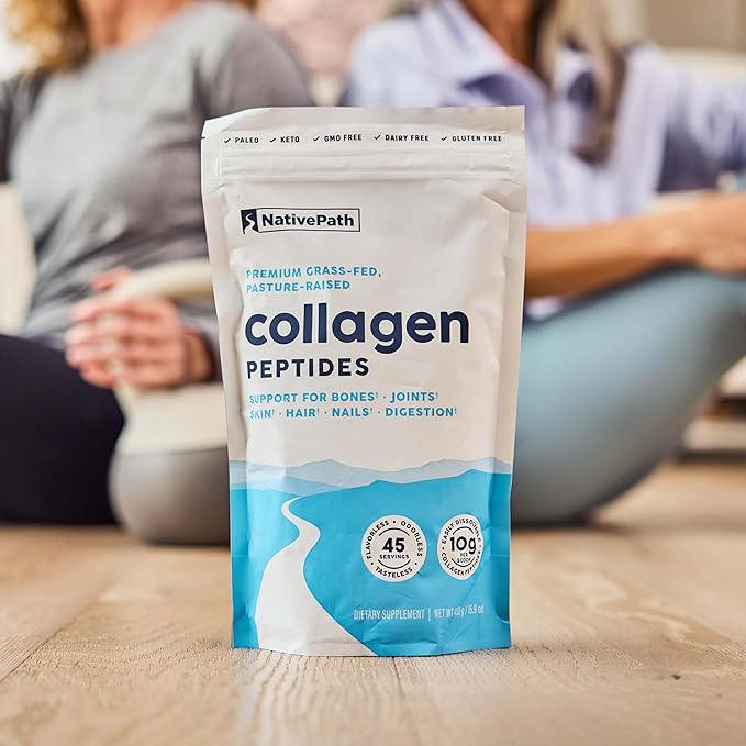 NativePath Collagen Peptides Protein - Hydrolyzed Type 1 &amp 3 Collagen Powder for Skin Hair Nails - 15.9 oz (45 Servings) (Pack of 2)