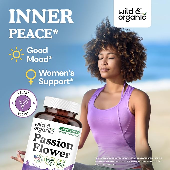 Wild &amp Organic Skullcap 120 Capsules &amp Passion Flower 120 Capsules